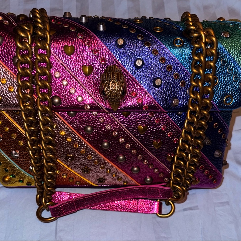Kurt Geiger Kensington Rainbow Studded Shoulder Bag Large NWT - Picture 2 of 6